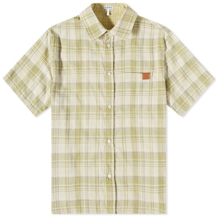 Photo: Loewe Men's Short Sleeve Check Shirt in Green/Yellow