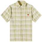 Loewe Men's Short Sleeve Check Shirt in Green/Yellow