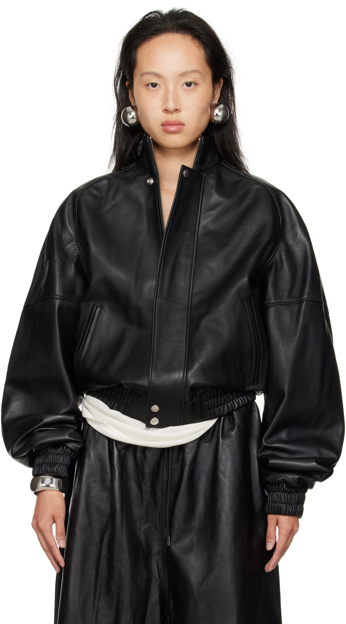 LU'U DAN コート LU'U DAN Black Cargo Faux-Leather Trench Coat LU'U DAN