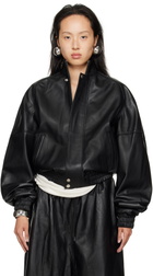 LU'U DAN Black Blouson Leather Jacket