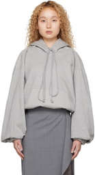 SRVC Gray Shoulder Pleat Hoodie