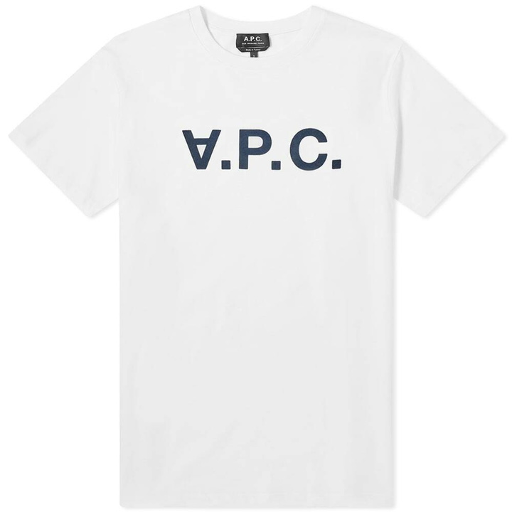 Photo: A.P.C. Men's VPC Logo T-Shirt in White/Dark Navy