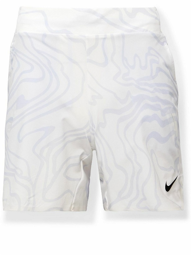 Photo: Nike Tennis - NikeCourt Slam Straight-Leg Layered Printed Dri-FIT Shorts - Gray