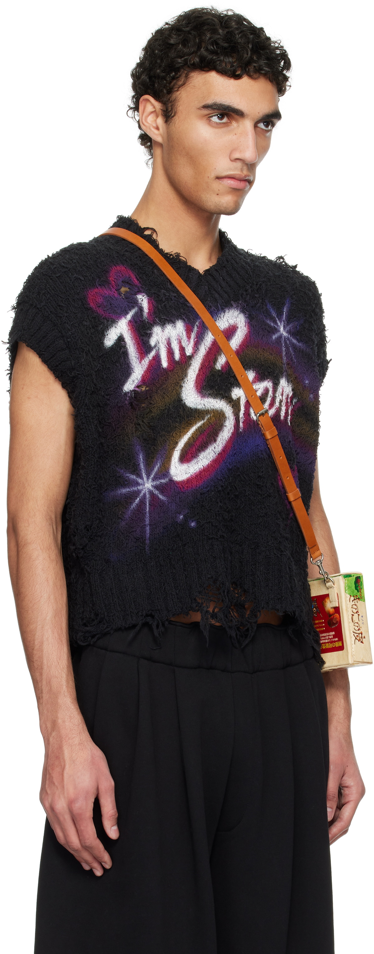 doublet Black Airbrush Recycled Cotton Knit Vest