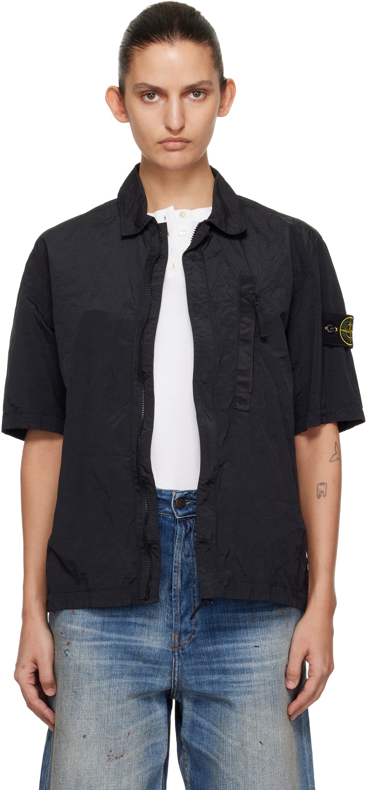 Stone Island Black 1200028 Nylon Metal ECONYL Shirt
