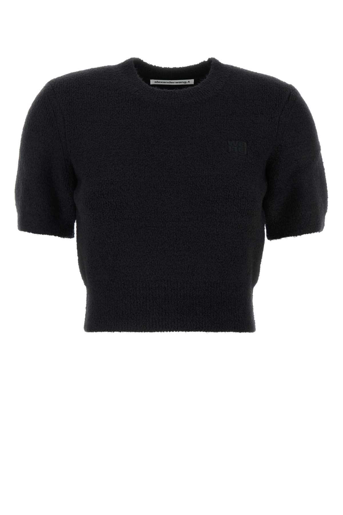 Tシャツ・カットソー T BY ALEXANDER WANG Black Stretch Nylon Sweater T by Alexander Wang Black Inner Tank Off-the-Shoulder
