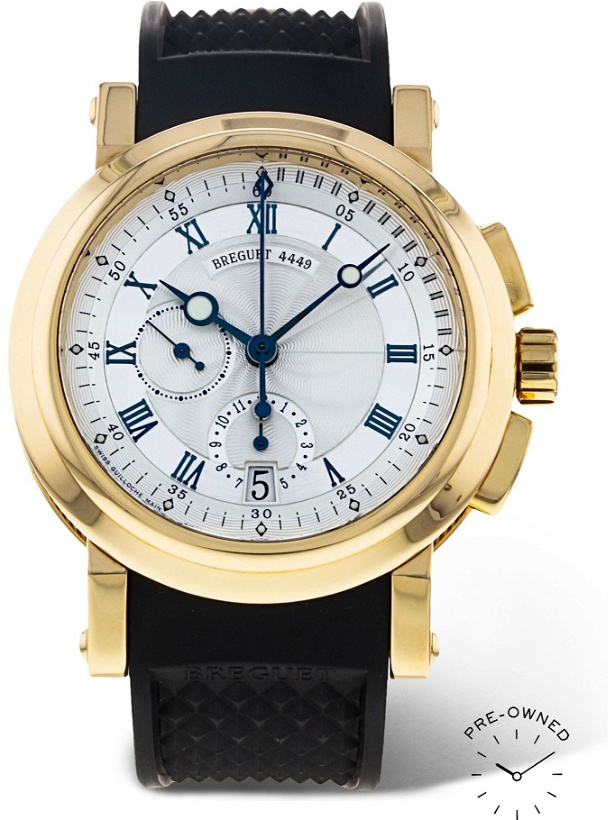 Photo: BREGUET - Pre-Owned 2006 Marine Automatic Chronograph 42mm 18-Karat Gold and Rubber Watch, Ref. No. 5827BA/12/5ZU