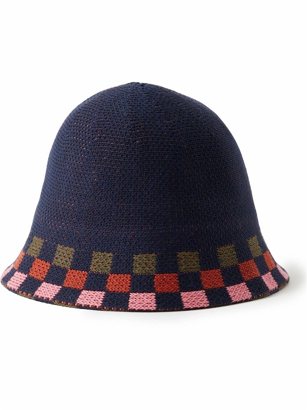 Photo: Paul Smith - Checked Crocheted Bucket Hat - Blue