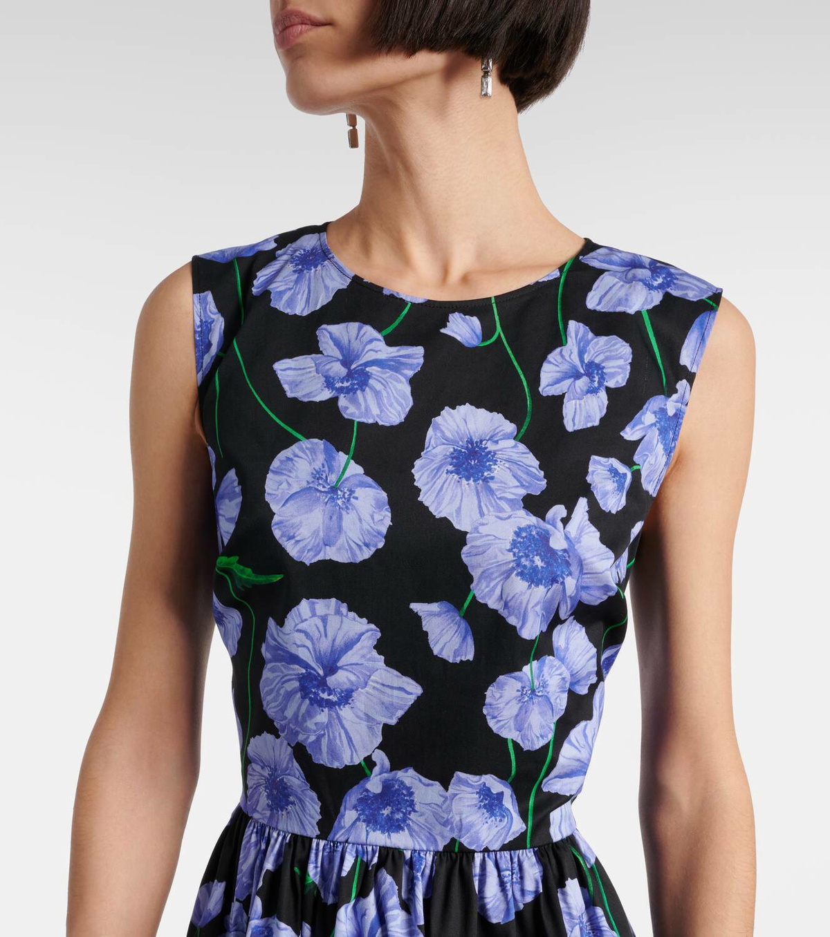 Carolina Herrera Floral belted cotton-blend midi dress