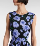 Carolina Herrera Floral belted cotton-blend midi dress