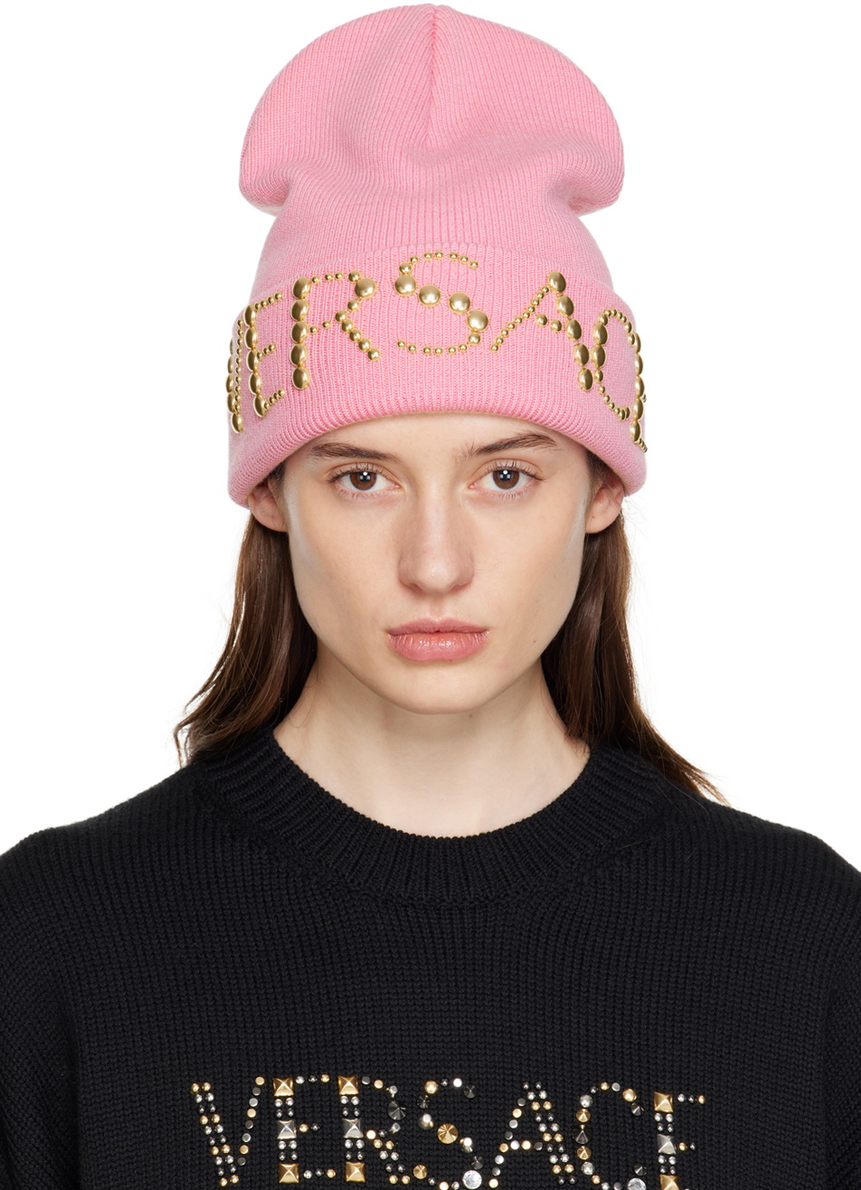 Versace Pink Logo Beanie Versace