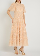 Needle & Thread Carmen Ruffled Tulle Gown Pink