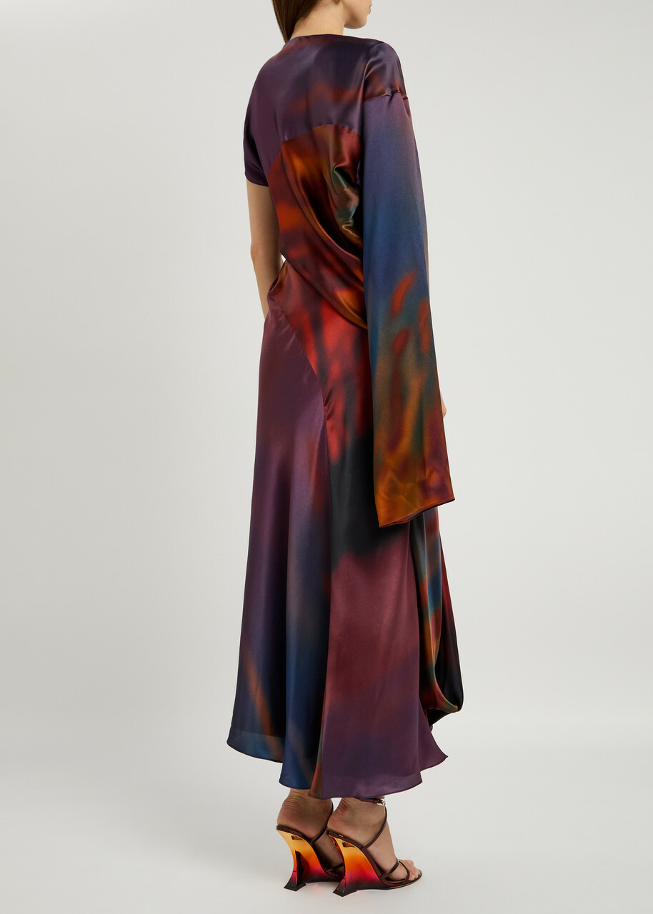 Roksanda Alia Draped Silk-satin Midi Dress Multi Print