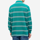 Human Made Men's Long Sleeve Striped Polo Shirt in Green