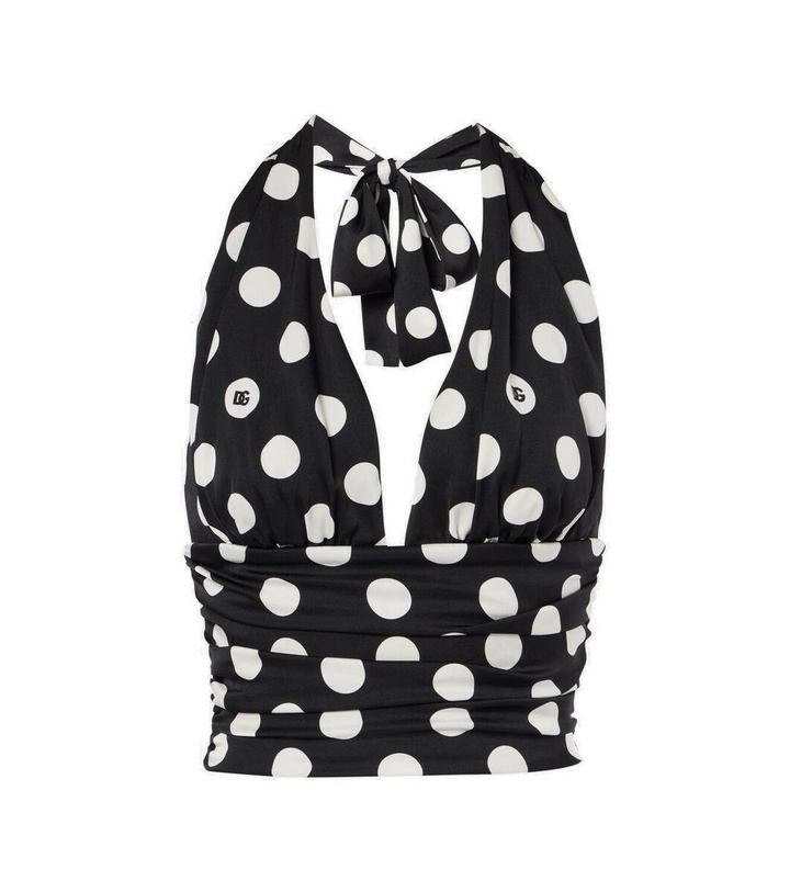 Photo: Dolce&Gabbana Polka-dot halterneck silk-blend top