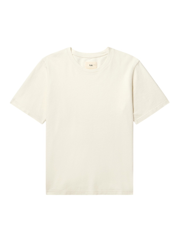 Photo: Folk - Textured Cotton T-Shirt - Neutrals