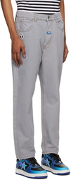 AAPE by A Bathing Ape Gray Embroidered Denim Trousers