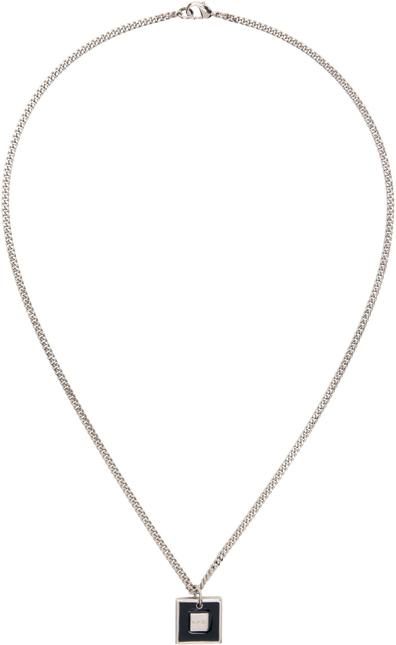 A.P.C. Silver 'A' Plaque Necklace