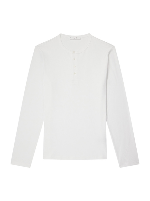 Photo: Mr P. - Ribbed Organic Cotton Henley T-Shirt - White