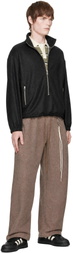 Song for the Mute Black Drape Wool Long Zip Pullover Sweater