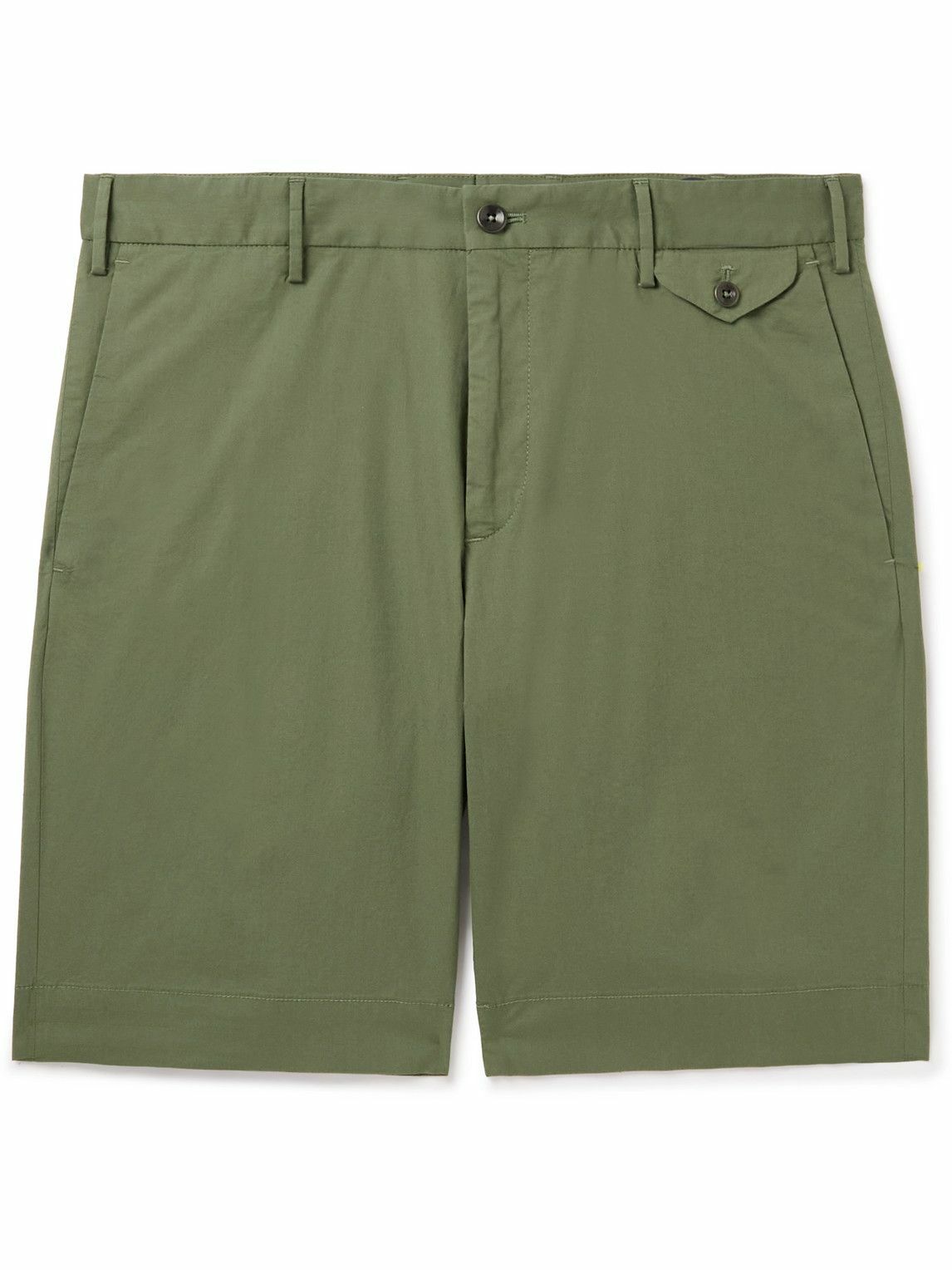 Incotex Slim-Fit Stretch-Cotton Poplin Bermuda Shorts Green