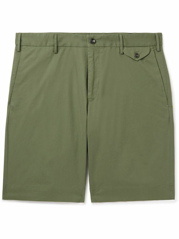 Photo: Incotex - Slim-Fit Stretch-Cotton Poplin Bermuda Shorts - Green