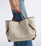 Chloé Chloé Clover leather-trimmed canvas tote bag