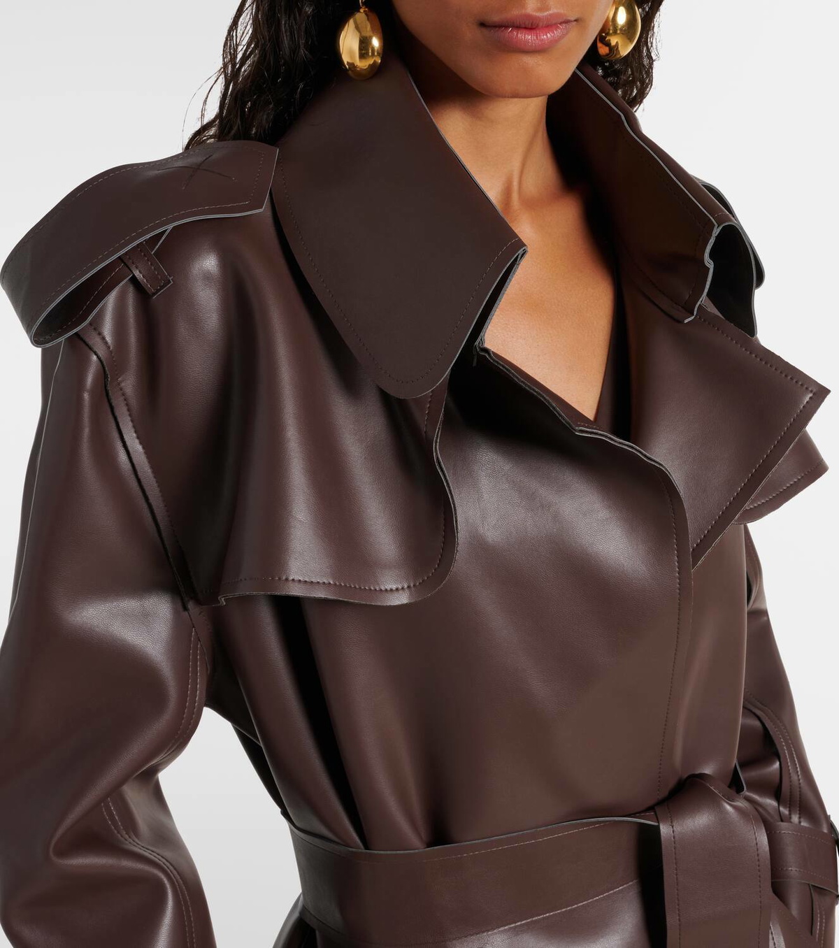 【Norma Kamali】フェイクレザートレンチコート Norma Kamali Faux leather trench coat Norma Kamali