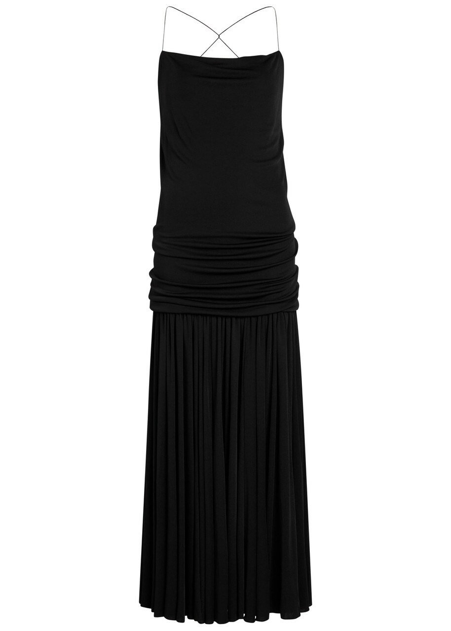 Jacquemus La Robe Abiha Draped Jersey Maxi Dress Black