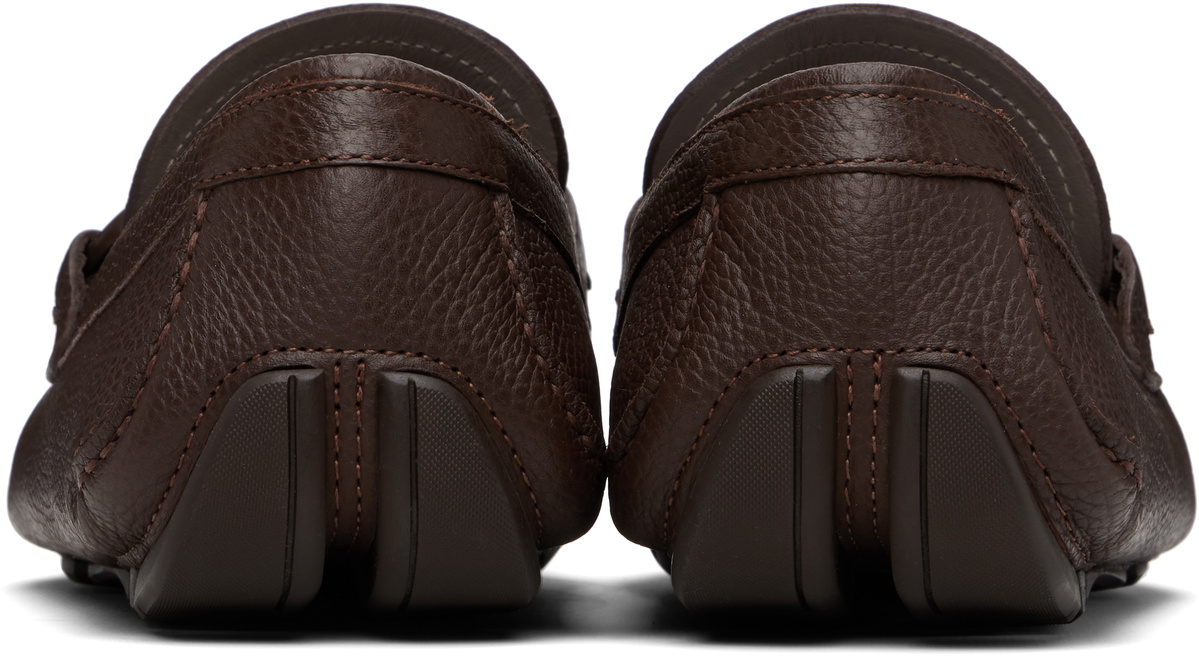 Ferragamo Brown Gancini Ornament Driver Loafers Salvatore 