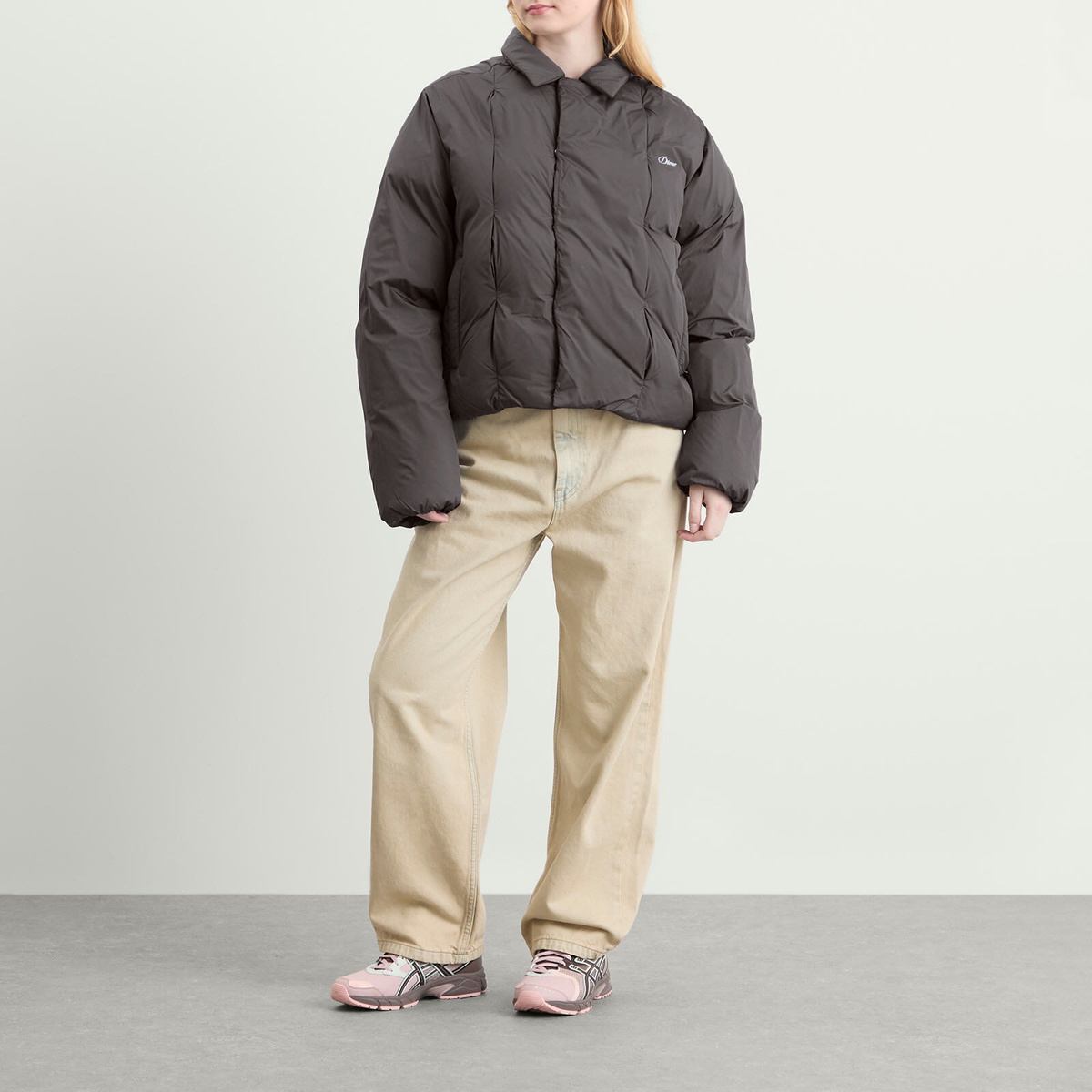 Dime Women's Pleated Puffer Jacket in Charcoal