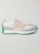 NEW BALANCE - Casablanca 327 Suede-Trimmed Logo-Jacquard and Leather Sneakers - White - UK 10.5