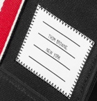 Thom Browne - Striped Grosgrain-Trimmed Pebble-Grain Leather-Trimmed Canvas Tote Bag - Black