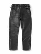 TOM FORD - Straight-Leg Eyelet-Embellished Paneled Full-Grain Leather Trousers - Black