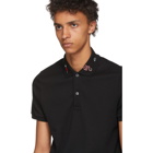 Gucci Black Embroidered Collar Polo