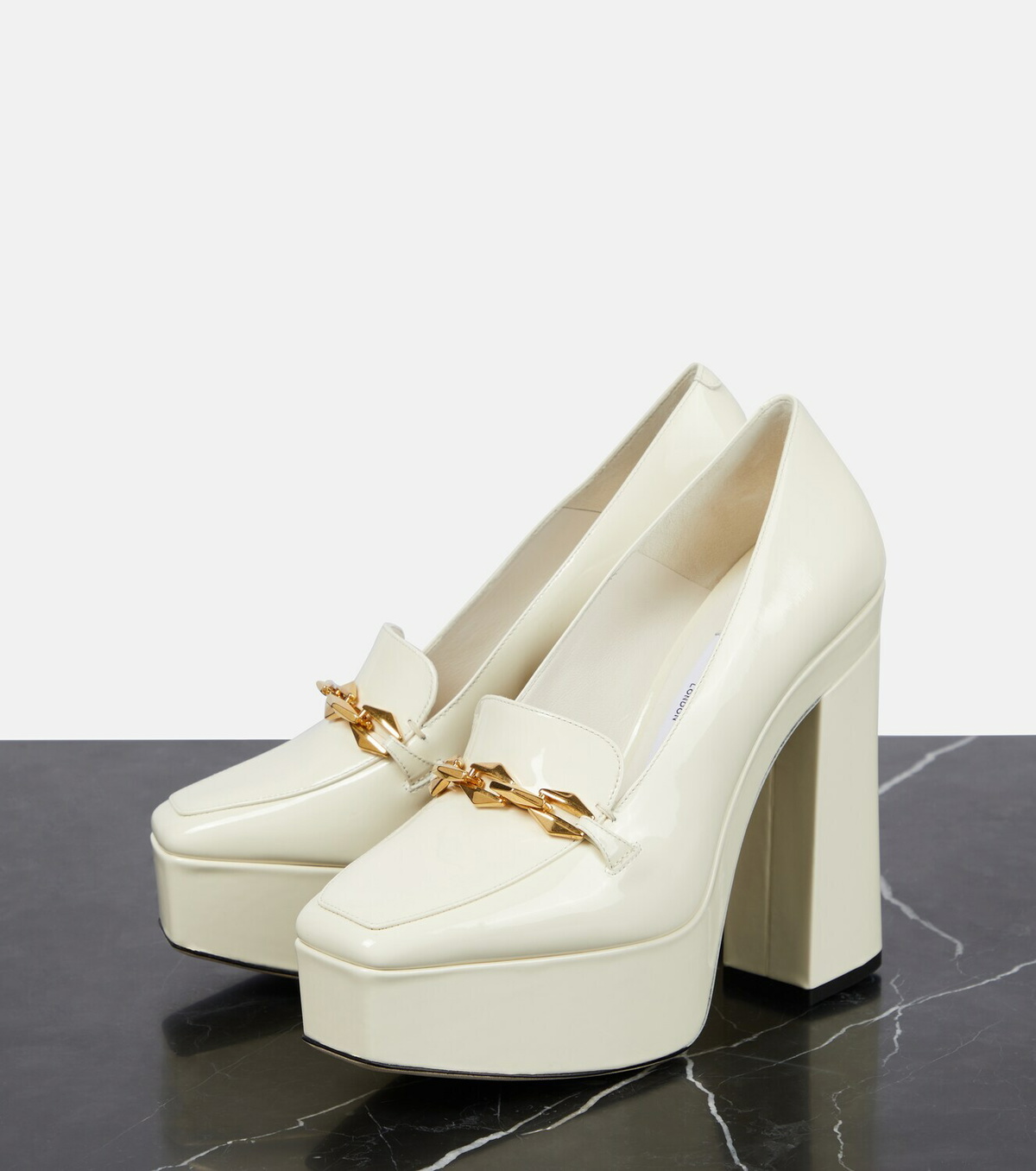 ト*ト様 ジミーチュウ Diamond Tilda 45 オフホワイト 37.5 Diamond Tilda 45 patent leather slingback pumps in white