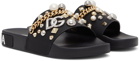 Dolce & Gabbana Black Charms Beach Slides