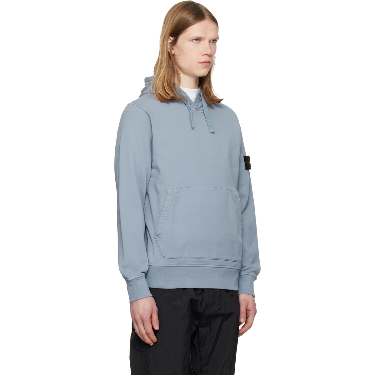 Stone Island Blue 6100062 Organic Cotton Fleece Hoodie