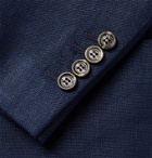 Brunello Cucinelli - Unstructured Linen, Wool and Silk-Blend Hopsack Suit Jacket - Blue