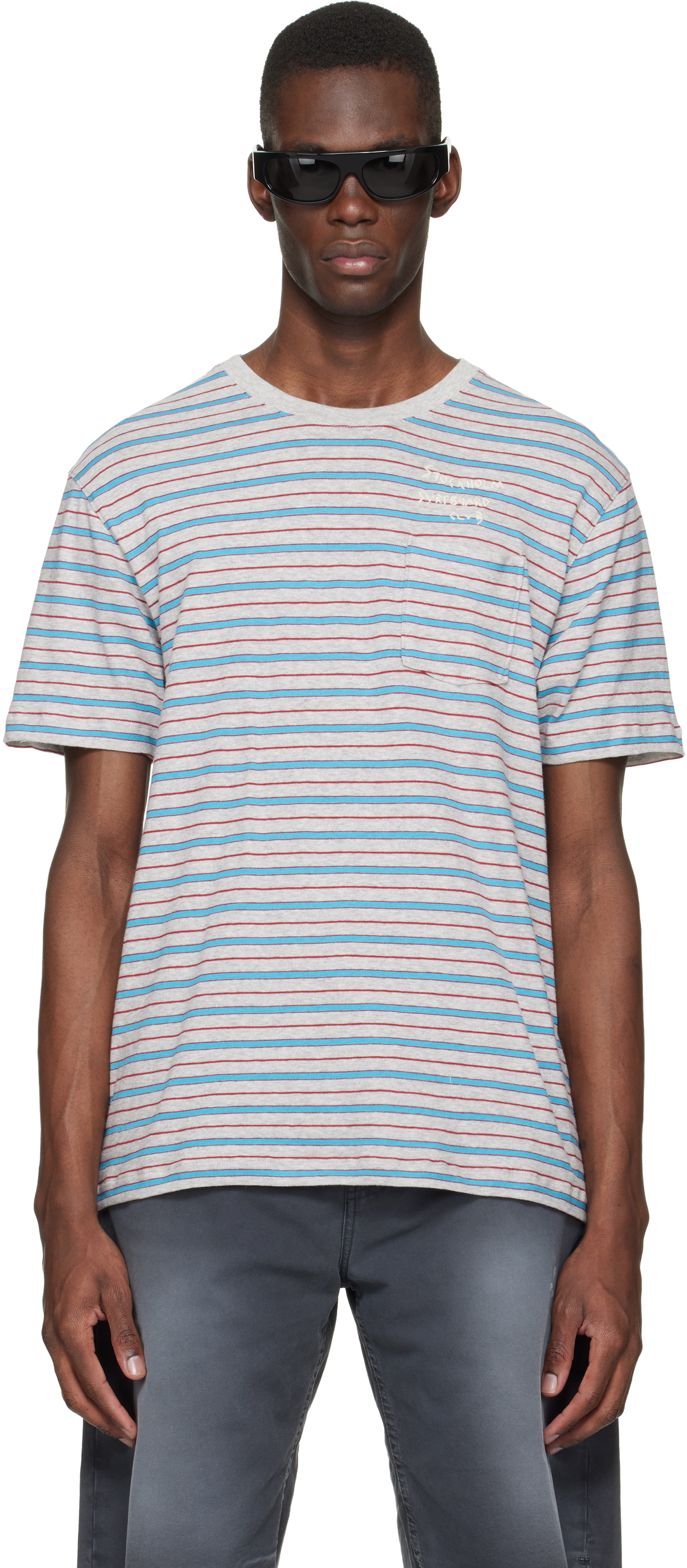 Stockholm (Surfboard) Club Gray & Blue Striped T-shirt