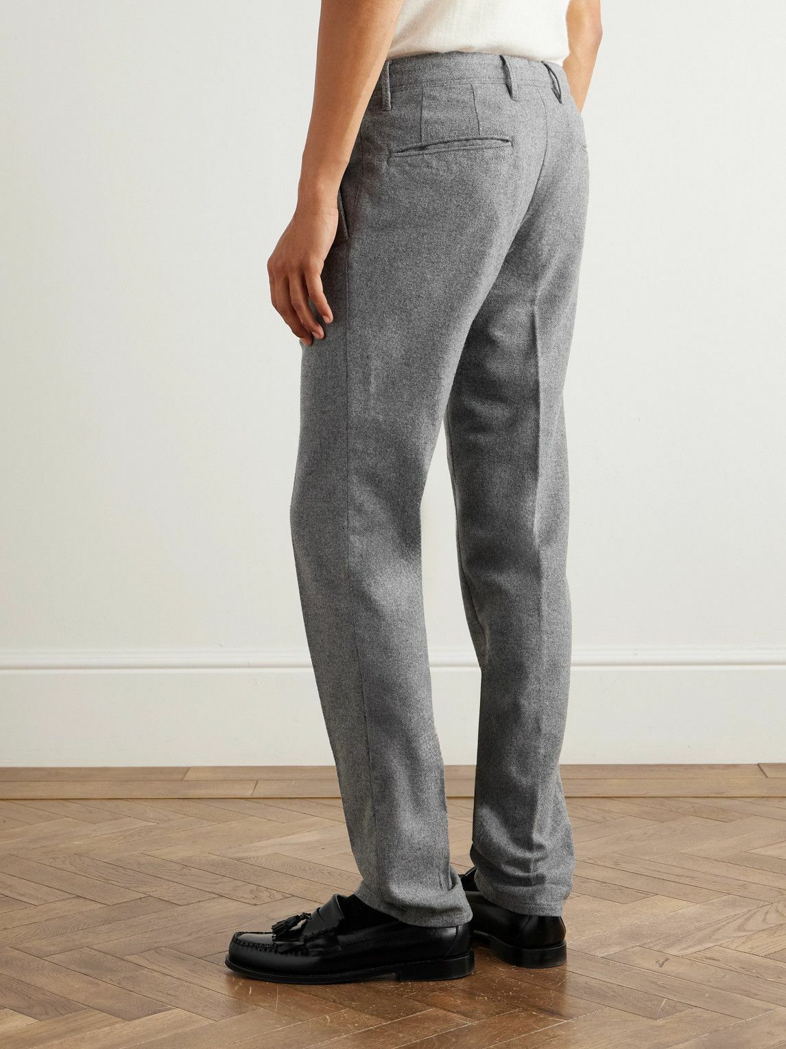 Incotex - Slim-Leg Virgin Wool-Blend Trousers - Gray