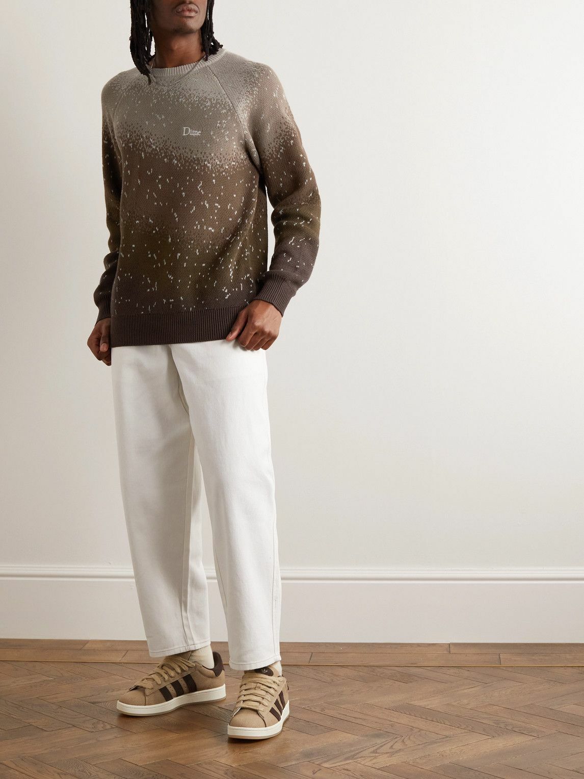 トップス Dime Magic Heavy Knit L brown DIME - Magic Logo-Embroidered Intarsia-Knit Sweater - Brown Dime