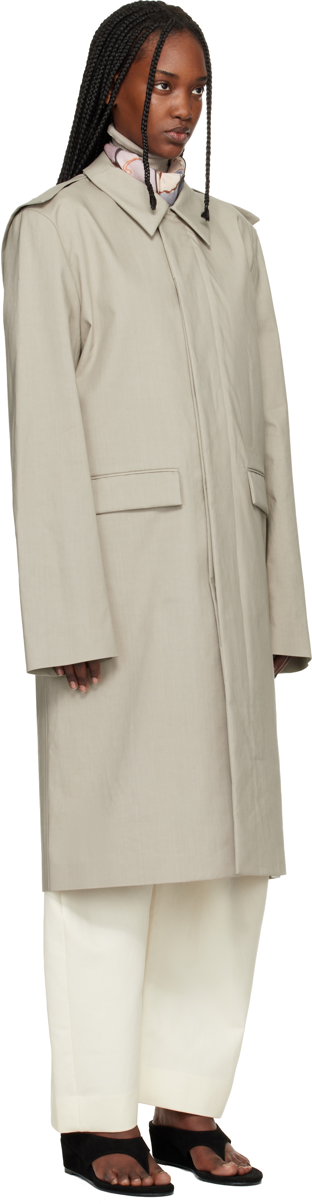 Rier Green Cotton Bonded Coat
