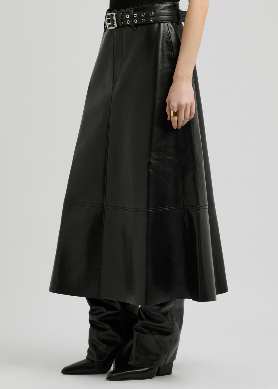 Citizens OF Humanity Cassia Panelled Leather Midi Skirt Black