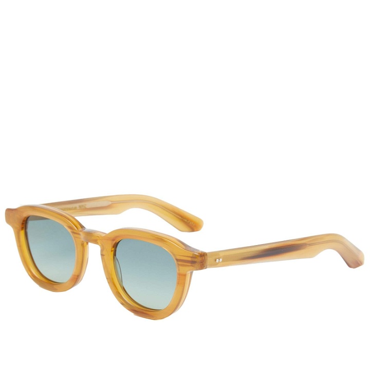 Photo: Moscot Dahven Sunglasses in Blonde/Forest Wood