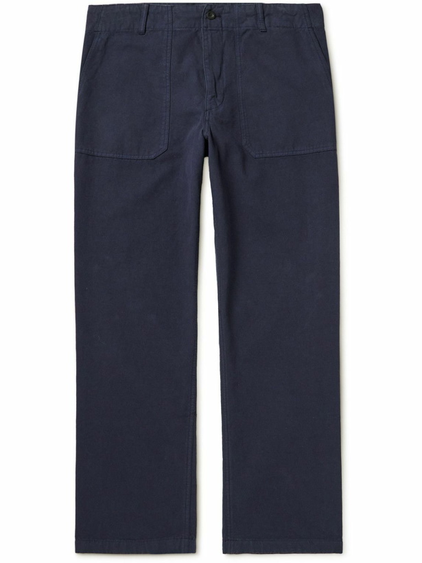 Photo: Mr P. - Straight-Leg Garment-Dyed Cotton Cargo Trousers - Blue