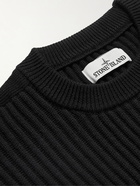 Stone Island - Logo-Appliquéd Ribbed Wool Sweater - Black