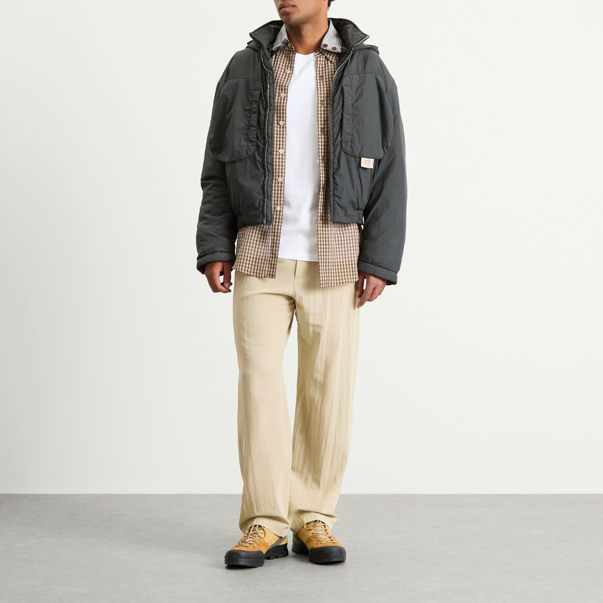 Ranra Men's Purs Padded Nylon Hoodie Jacket in Peat