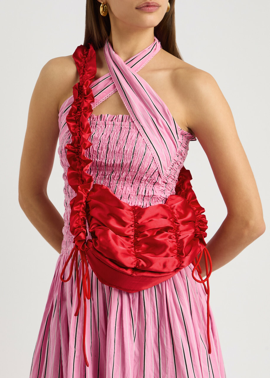 Damson Madder Ruched Satin Shoulder bag - Red - One Size