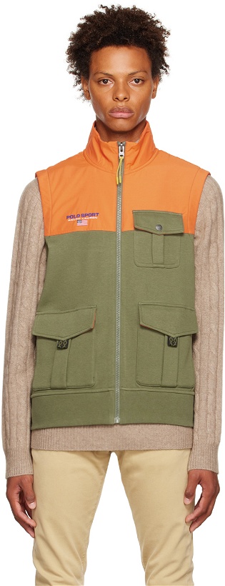 Photo: Polo Ralph Lauren Khaki & Orange Hybrid Vest